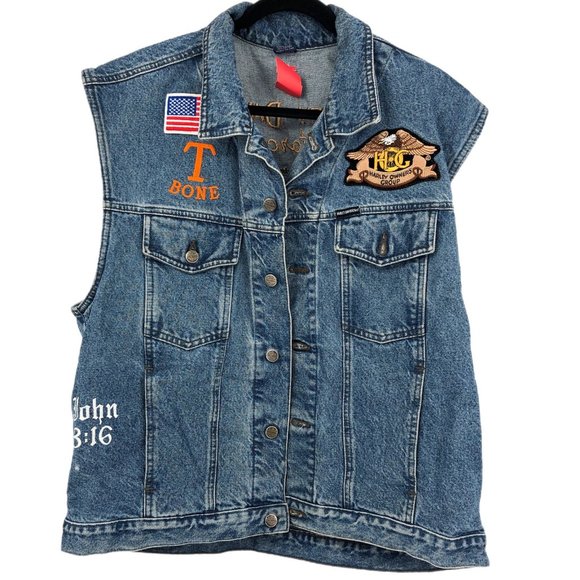 Harley-Davidson Other - Harley-Davidson Blue & Yellow Classic Denim Vest | Made in USA